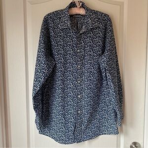 Chaps Blue & White small floral print button down shirt, men’s large